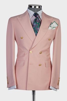 Edgar Latest Design Pink Double Breated Fashion Peaked Lapel Men Suits