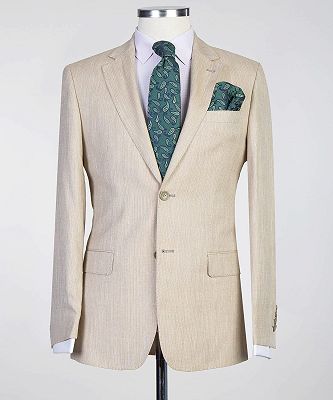 Ferdinand Simple Champagne Two Pieces Fashion Notched Lapel Men Suits_3