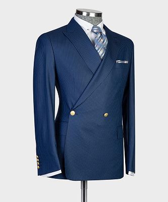 Charlie Navy Peaked Lapel Double Breasted Two Pieces Men Suits_3