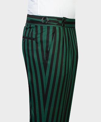 Herman Simple Green Stripe Peaked Lapel 3-Pieces Close Fitting Prom Suits for Men_5
