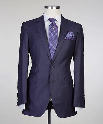 Pearce Stylish Dark Navy Notched Lapel Two Pieces Men Suits_3