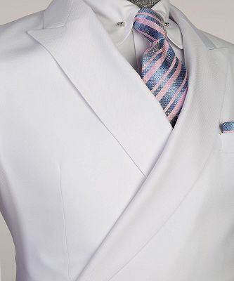 Elroy New Arrival White Double Breasted Slim Fit Bespoke Prom Men Suits