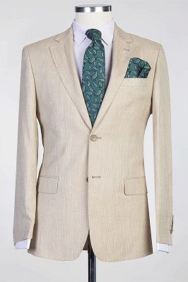 Ferdinand Simple Champagne Two Pieces Fashion Notched Lapel Men Suits_1