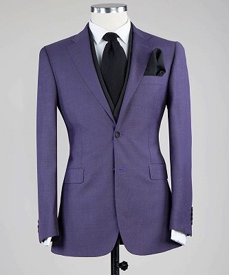 Jimmy Purple Lastest Design Notched Lapel Three Pieces Bespoke Men Suits_3