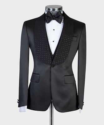 Bradford Black Two Pieces Shawl Lapel Bespoke Wedding Suits_4