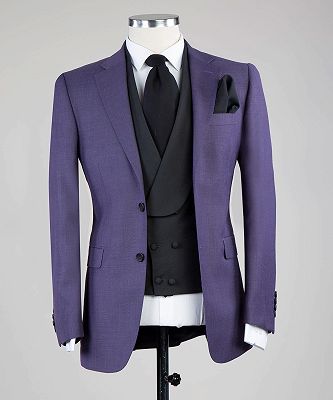 Jimmy Purple Lastest Design Notched Lapel Three Pieces Bespoke Men Suits_2