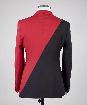 Frederick Gorgeous Red And Black Double Breasted Slim Fit Bespoke Men Suits_2