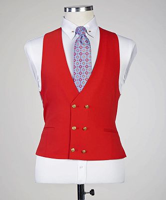 Angus New Arrival Red Peaked Lapel Three Pieces Fashion Prom Suits