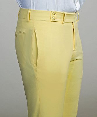 Bertran Yellow Fashion Double Breasted Peaked Lapel Men Suits_4
