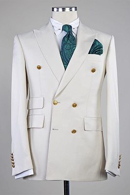 Edmund White Chic Peaked Lapel Double Breasted Men Suits