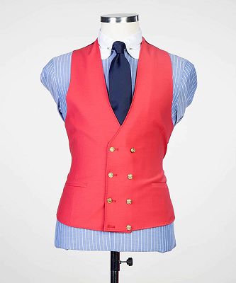 Alistair Fashion Red Three Pieces Peaked Lapel Prom Suits for Men_2