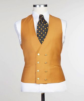 Brandon New Arrival Dark Yellow Peaked Lapel 3-Pieces Fashion Men Suits_2