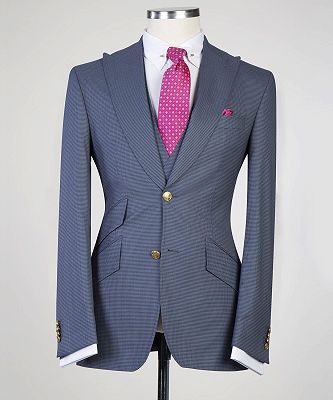 Auberon Modern Grey 3-pieces Peaked Lapel Men Suits For Business_5