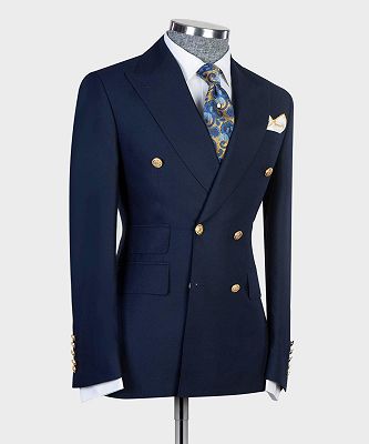Antony New Arrival Navy Double Breasted Slim Fit Bespoke Prom Men Suits_3