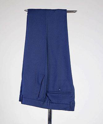 Freddie Fashion Dark Blue Slim Fit Peaked Lapel Two Pieces Men Suits_4