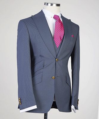 Auberon Modern Grey 3-pieces Peaked Lapel Men Suits For Business_3