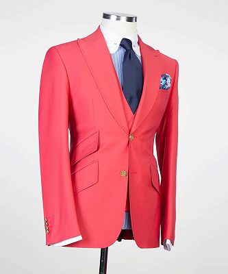 Alistair Fashion Red Three Pieces Peaked Lapel Prom Suits for Men_3