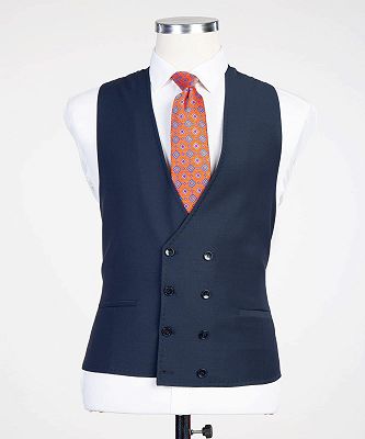 Graeme New Arrival Dark Blue Peaked Lapel 3-Pieces Busibess Men Suits