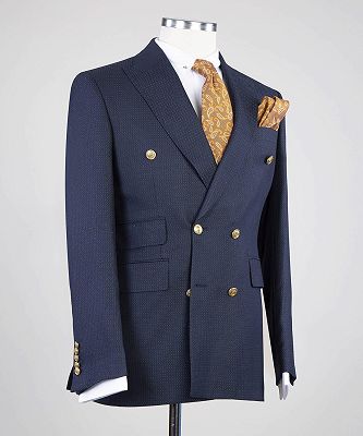 Ferdinand New Arrival Navy Peaked Lapel Double Breasted Busibess Men Suits