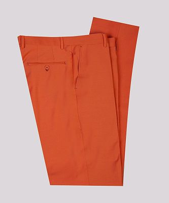Bradford Fashion Orange Peaked Lapel Three Pieces Men Suits_6