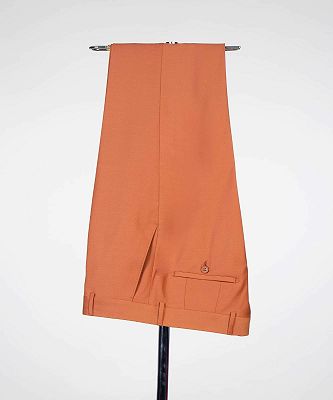 Bernard Orange Peaked Lapel Close Fitting Prom Men Suits_6