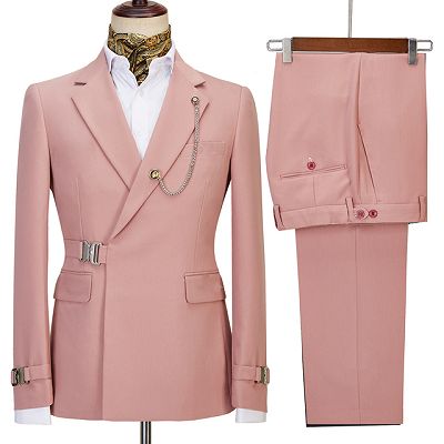 Justin Newest Pink Slim Fit Bespoke Prom Men Suit with Belt