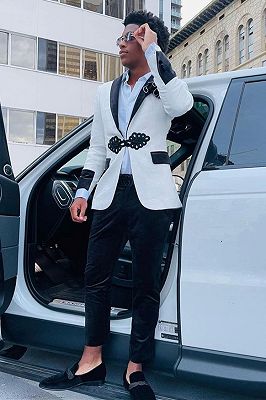 Austin Modern White Jacquard Shawl Lapel Bespoke Men Suit_1