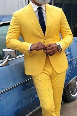 Stylish Yellow Prom Outfit for Prom | Peaked Lapel Men Suit