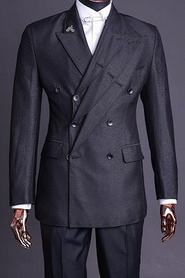 Webb Stylish Black Peaked Lapel Double Breasted Prom Suits
