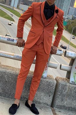 Issac Orange Three-Piece Slim Fit Prom Party Men Suits