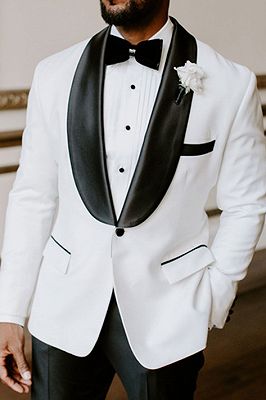 White Wedding Tuxedos Slim Fit Suits For Men | Groomsmen Suit Two Pieces Prom Formal Suits