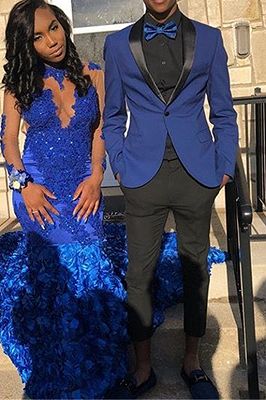 Royal Blue Shawl Lapel Prom Suits Online | Two Pieces One Button Tuxedo for Men