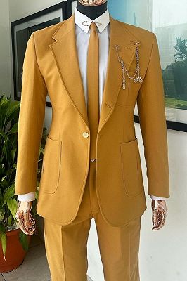 Warner Modern Gold Notched Lapel Two Pieces Prom Suits_1