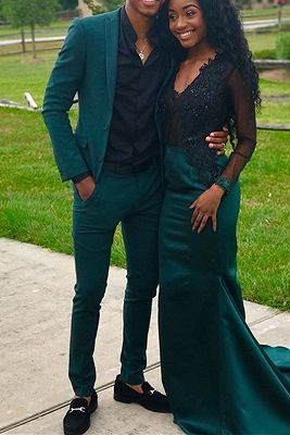 Dark Green 2-Piece Notch Lapel Fashion Prom Suits Online