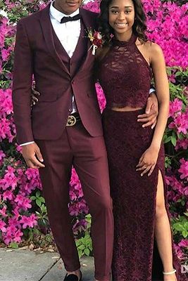 Burgundy Shawl Lapel Men Prom Outfits