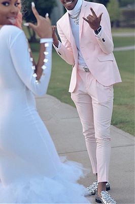 Handsome Pink Slim Fit Prom Men Suit for Boy