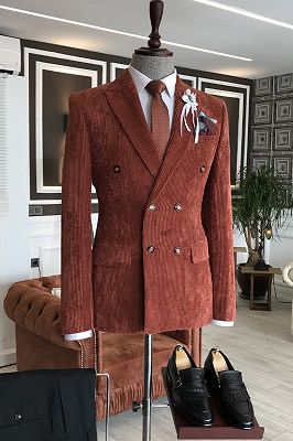 Enoch Modern Brown Peaked Lapel Double Breasted Prom Suits