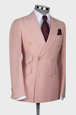 Klein Charming Nude Pink Peaked Lapel Double Breasted Prom Suits