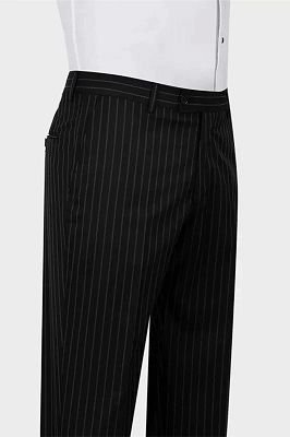 Levi Formal Black Striped Peaked Lapel Business Suits_3