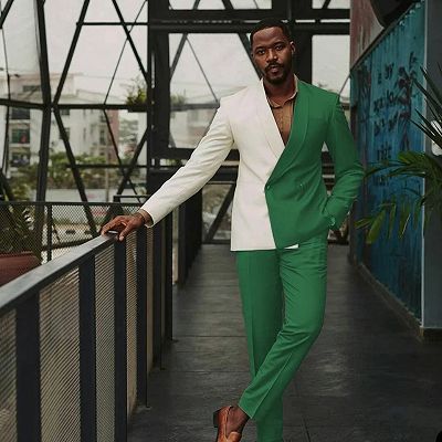 Jordan Bespoke Green Shawl Lapel Double Breasted Prom Suits_2