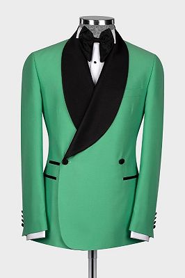 Kirk Bespoke Green Shawl Lapel Double Breasted Prom Suits