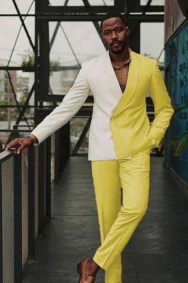 Julius Glamorous Yellow Shawl Lapel Double Breasted Prom Suits