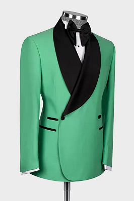 Kirk Bespoke Green Shawl Lapel Double Breasted Prom Suits_3