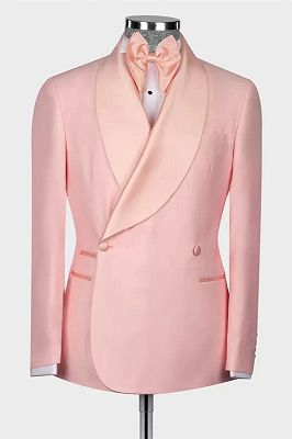 Kris Fancy Pink Shawl Lapel Double Breasted Wedding Suits