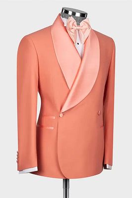 Lawrence Gentle Coral Shawl Lapel Double Breasted Wedding Suits