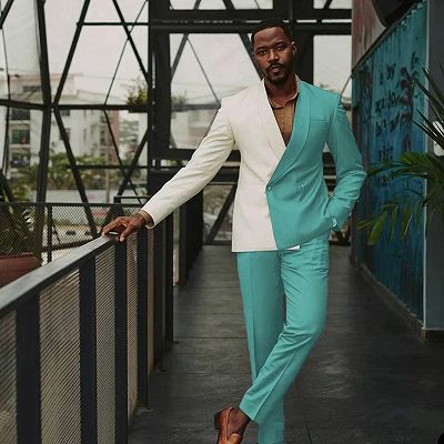 Keith Gentle Teal Shawl Lapel Double Breasted Prom Suits