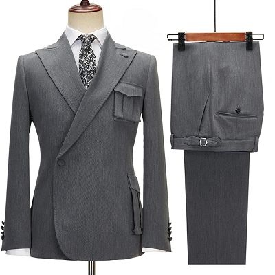 Marvin Formal Gray Peaked Lapel Bespoke Prom Suits