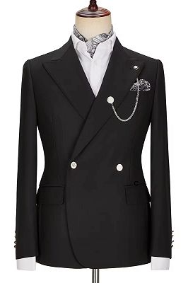 Lyndon Classical Black Peaked Lapel Double Breasted Prom Suits