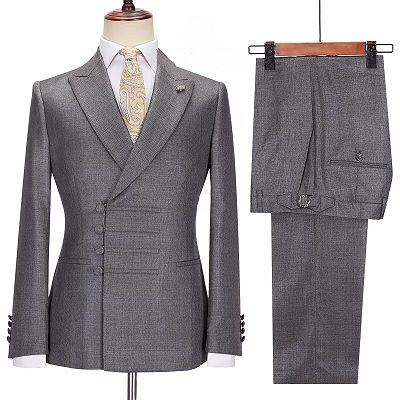 Maggie Classical Gray Peaked Lapel Bespoke Business Suits_2