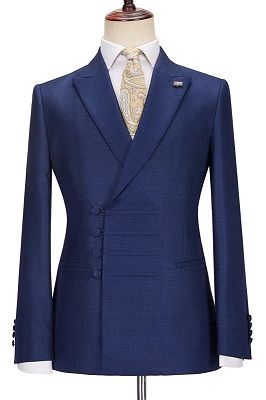 Malcolm Gentle Dark Blue Peaked Lapel Bespoke Business Suits